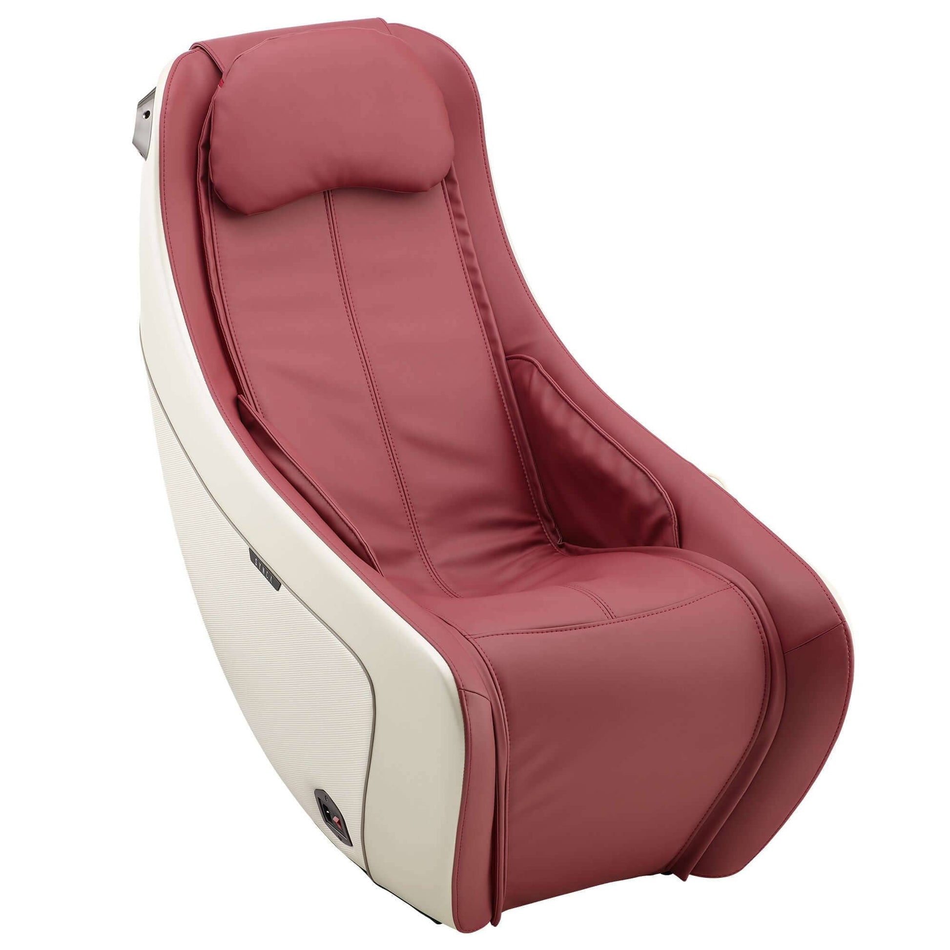 Synca Wellness CirC Massage Chair in burgundy and cream with modern ergonomic design for relaxation