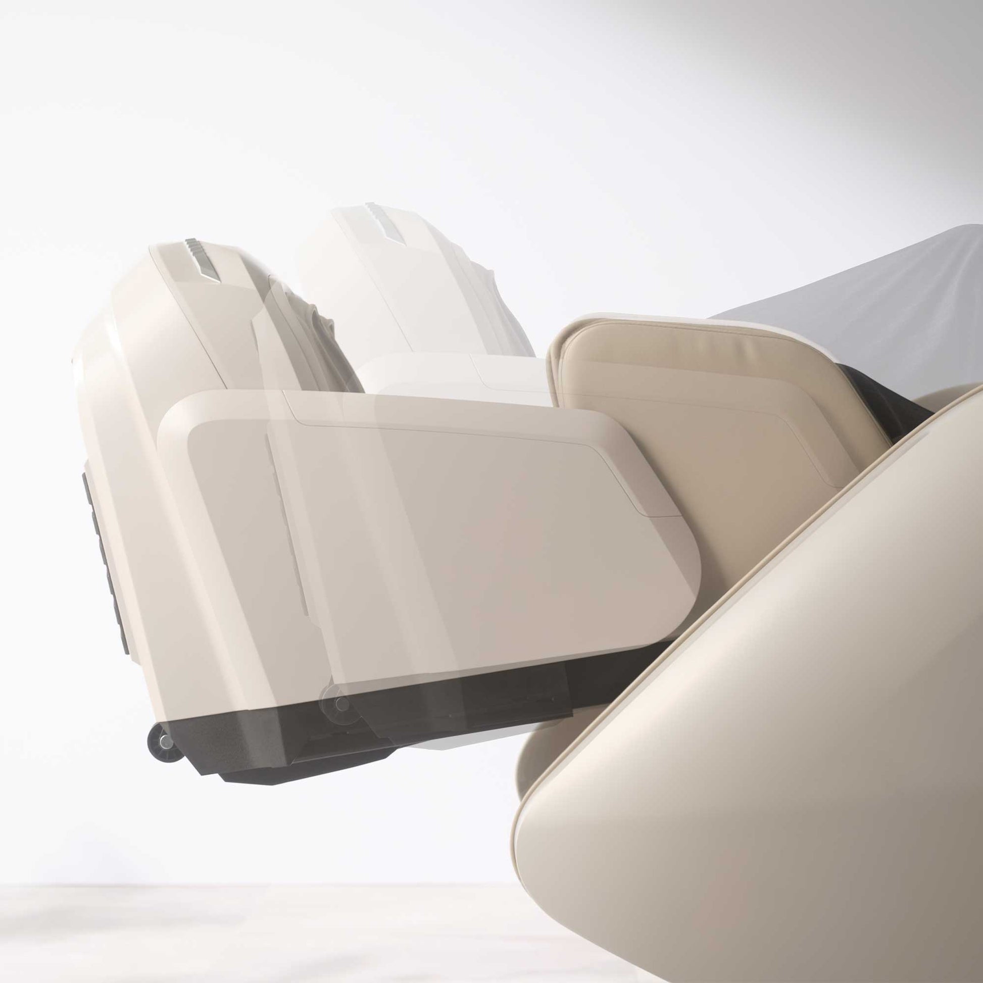 Fujiiryoki Cyber Relax Elite Massage Chair with adjustable footrest and modern beige design