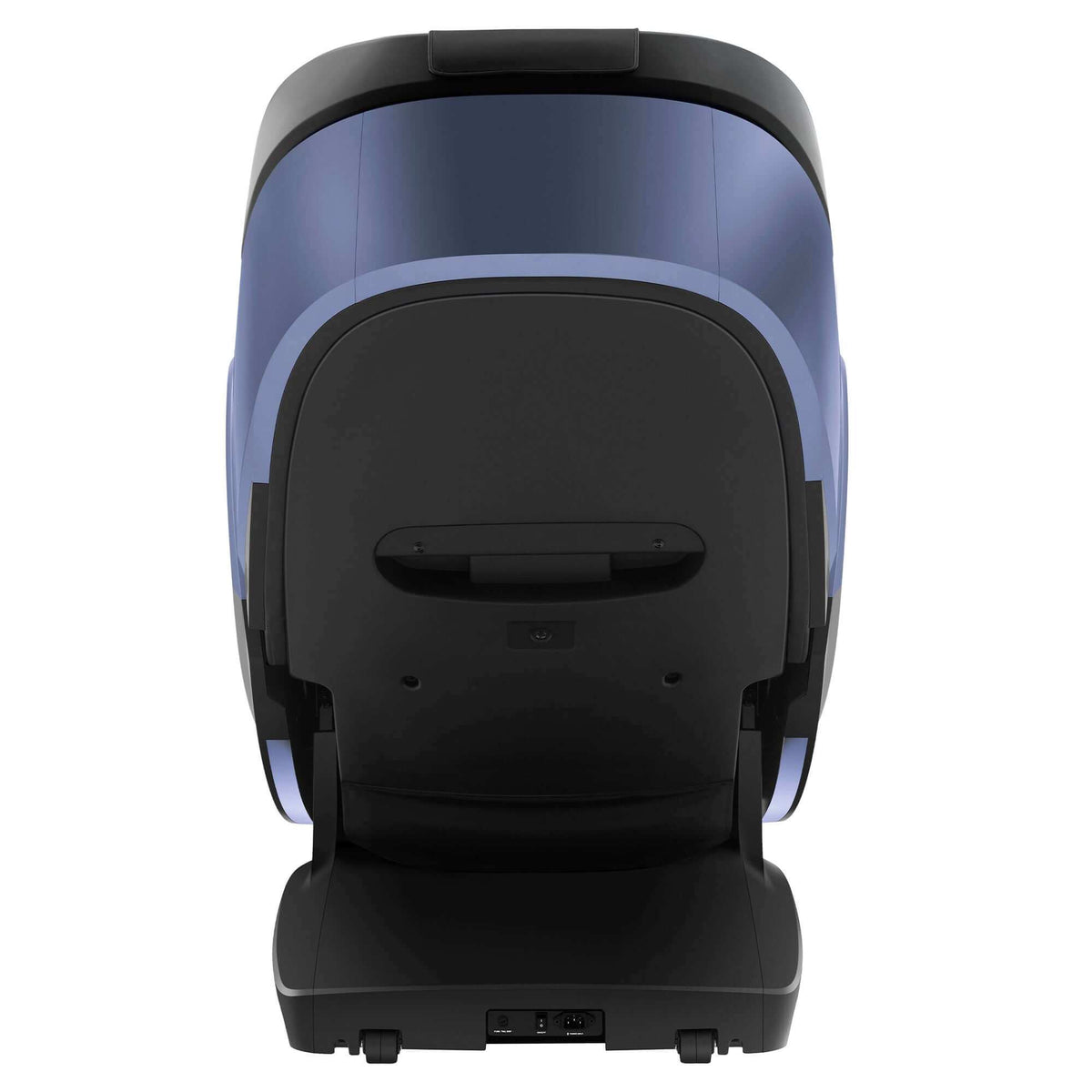 Cyber Relax Pro MR8000 massage chair with a black rear shell, blue side panels, and sculpted padded upholstery