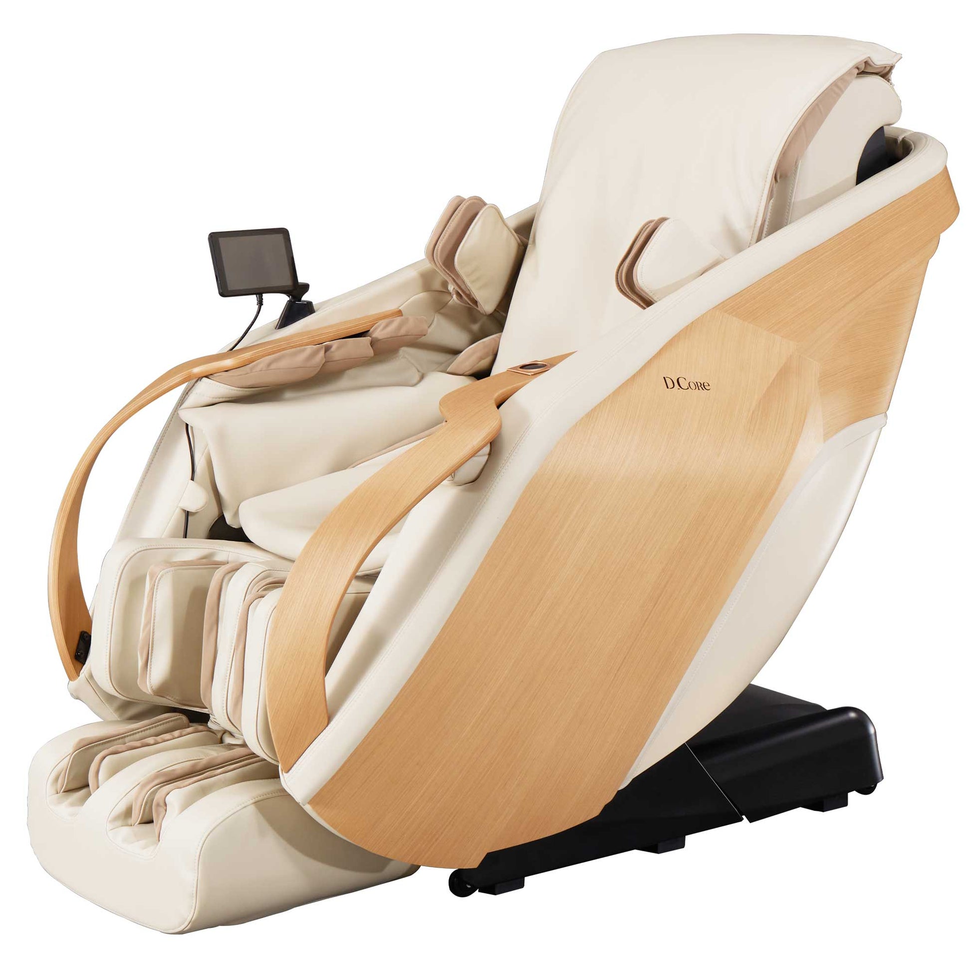 DCore 2 Electric Massaging Chair in Cream with Wood Accents and Touchscreen Control