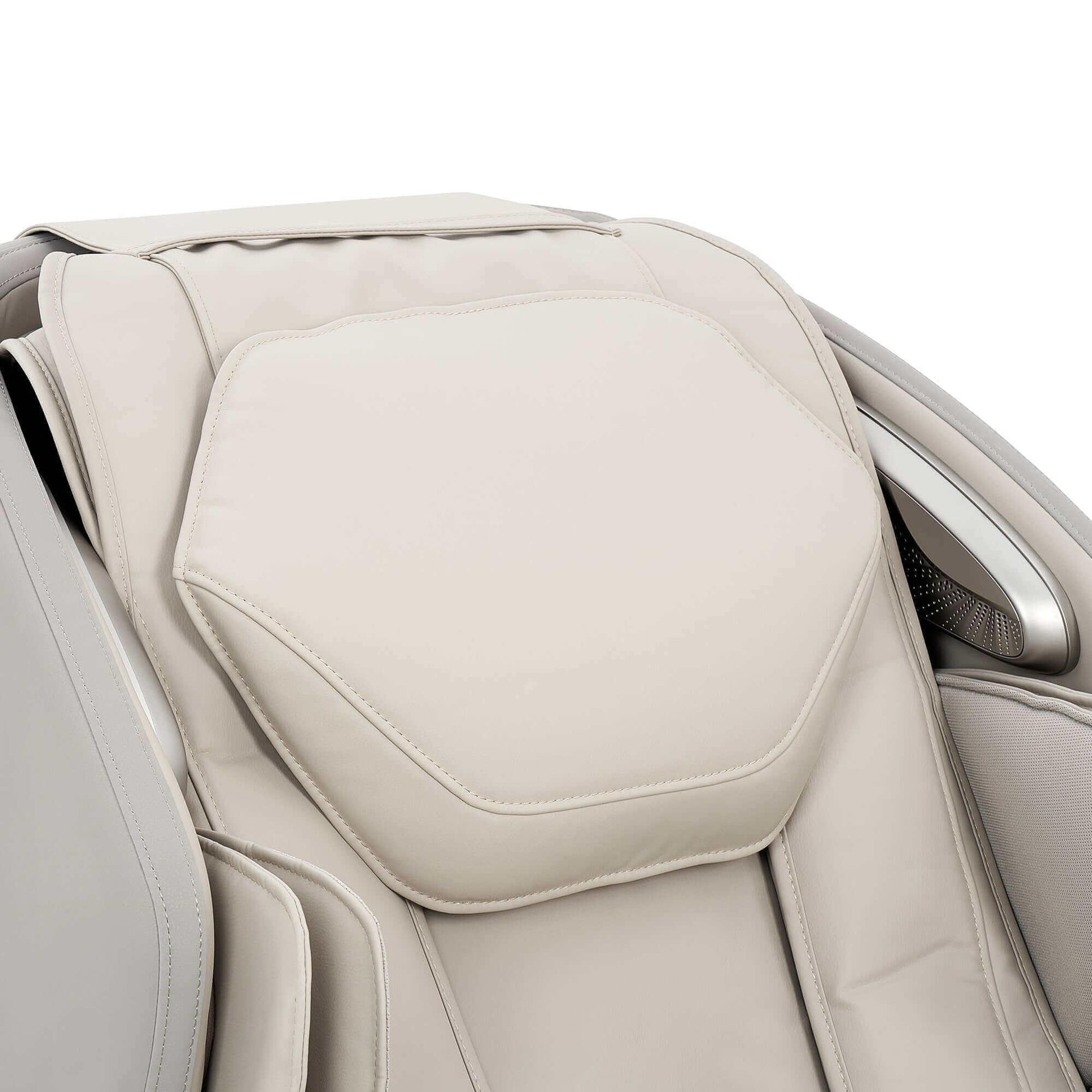 Fujiiryoki Calm Plus electric massaging chair in beige with cushioned backrest for full body relaxation