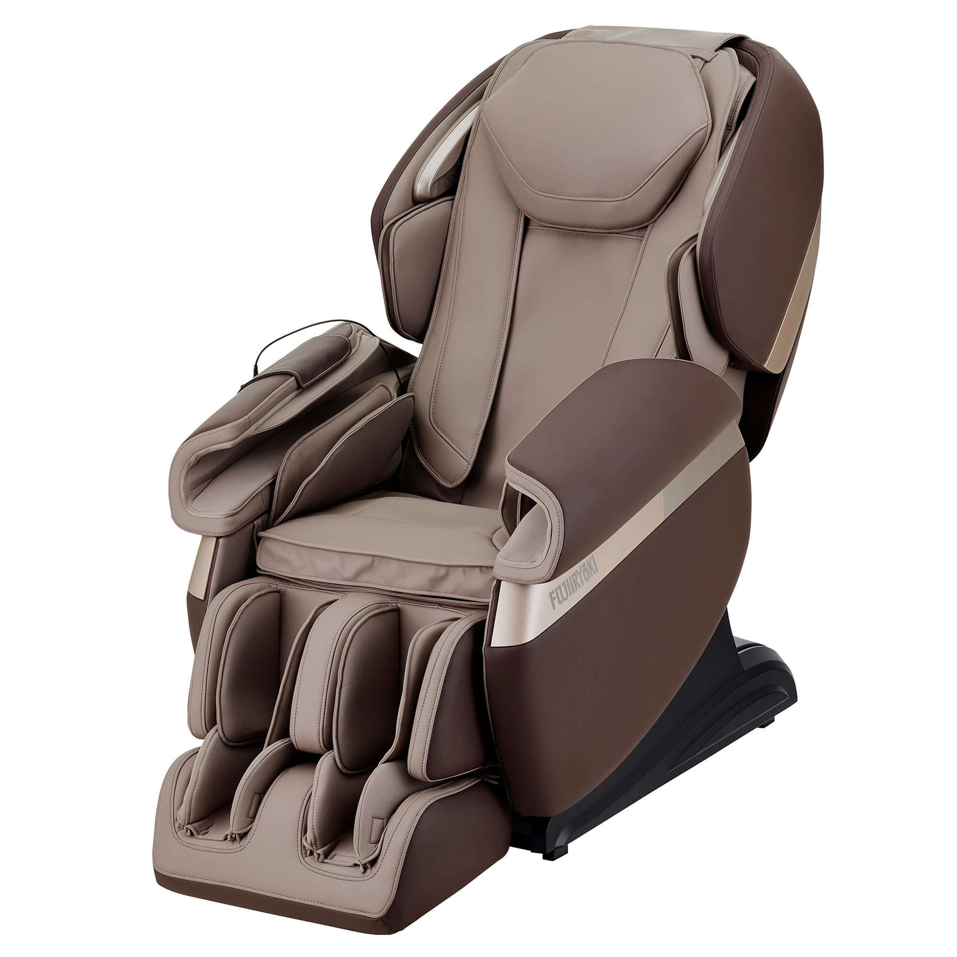 Fujiiryoki Calm Plus electric massaging chair in brown with full body massage features