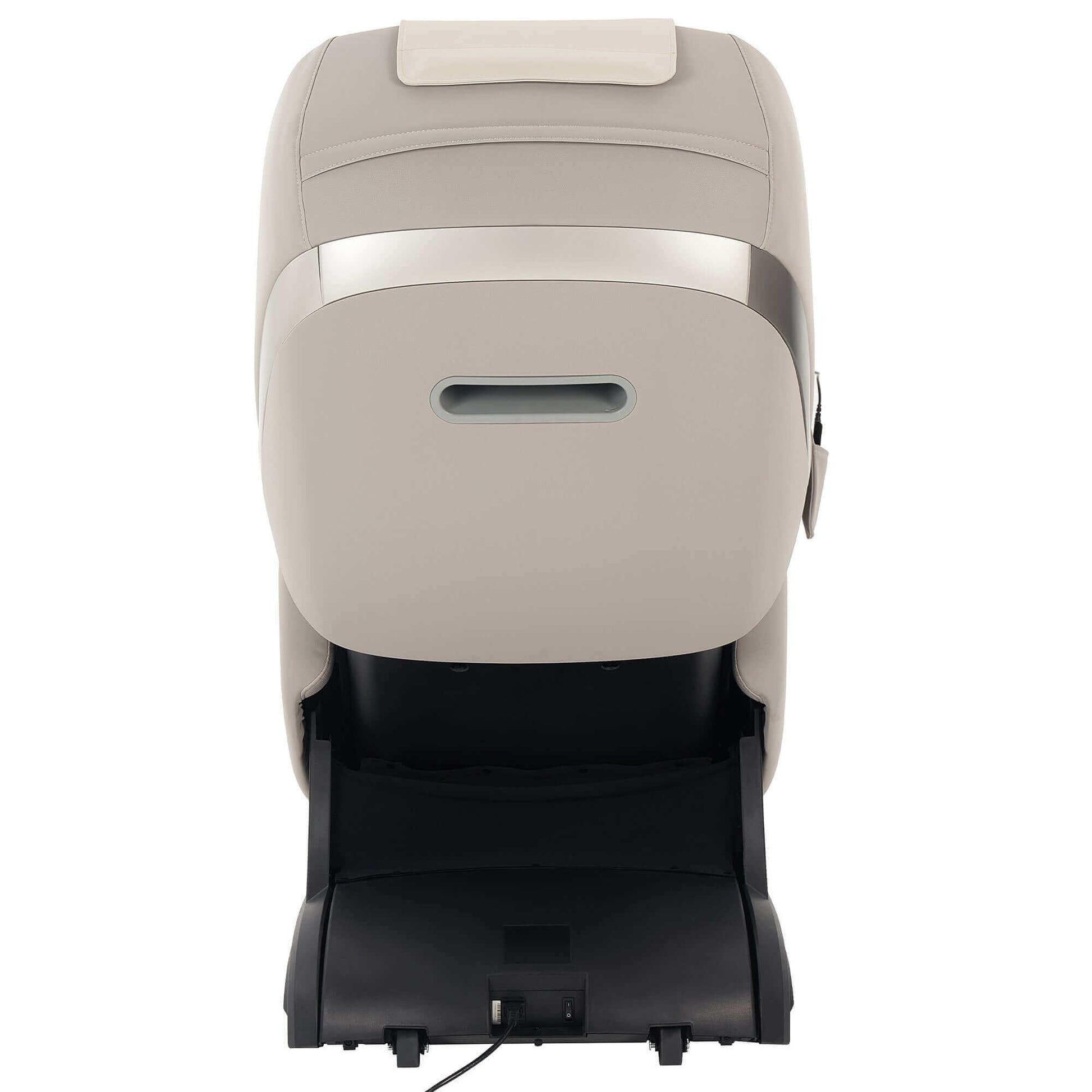 Back view of Fujiiryoki Calm Plus electric massaging chair in beige with modern design