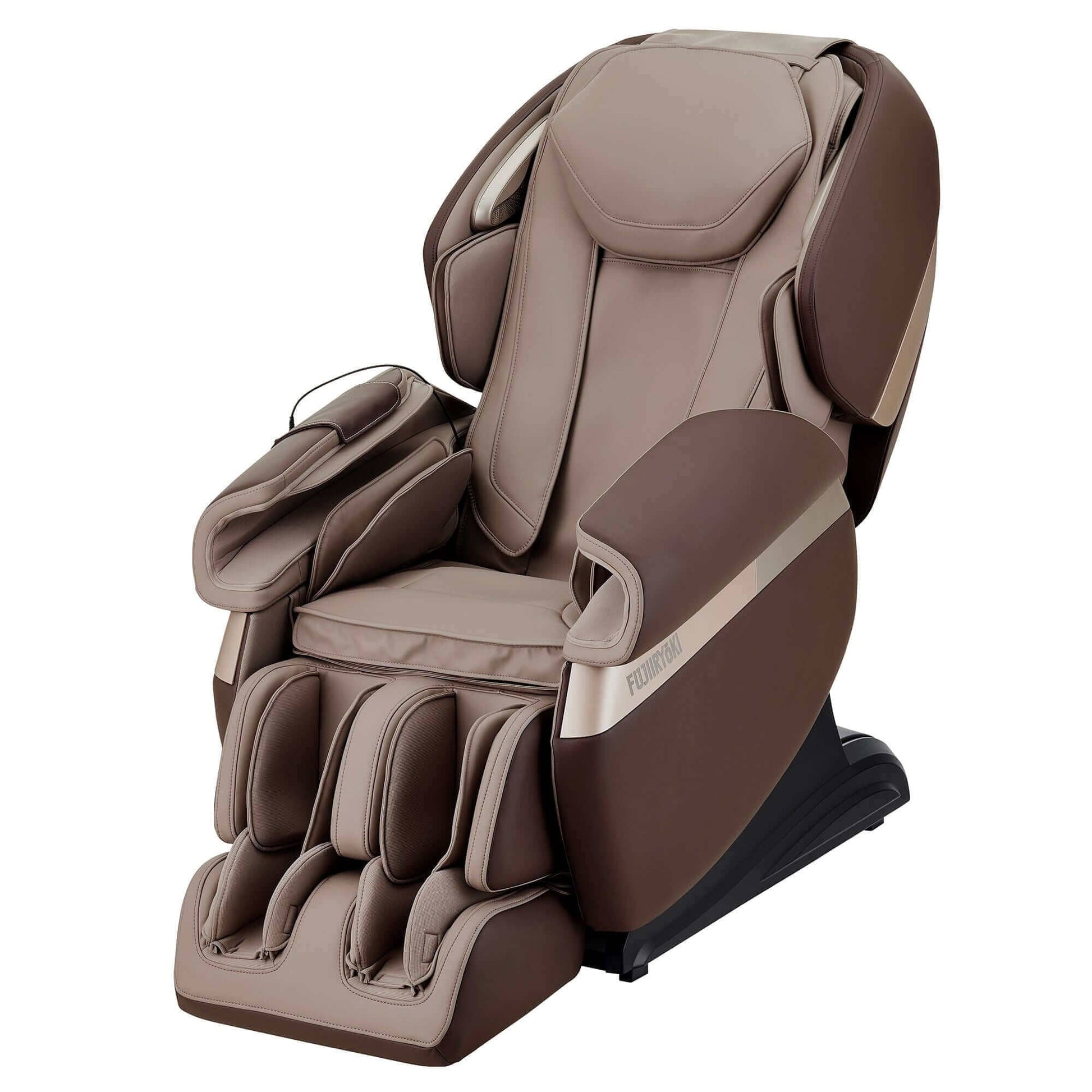 Fujiiryoki Calm Plus Massage Chair brown beige full body recliner with foot and arm massagers