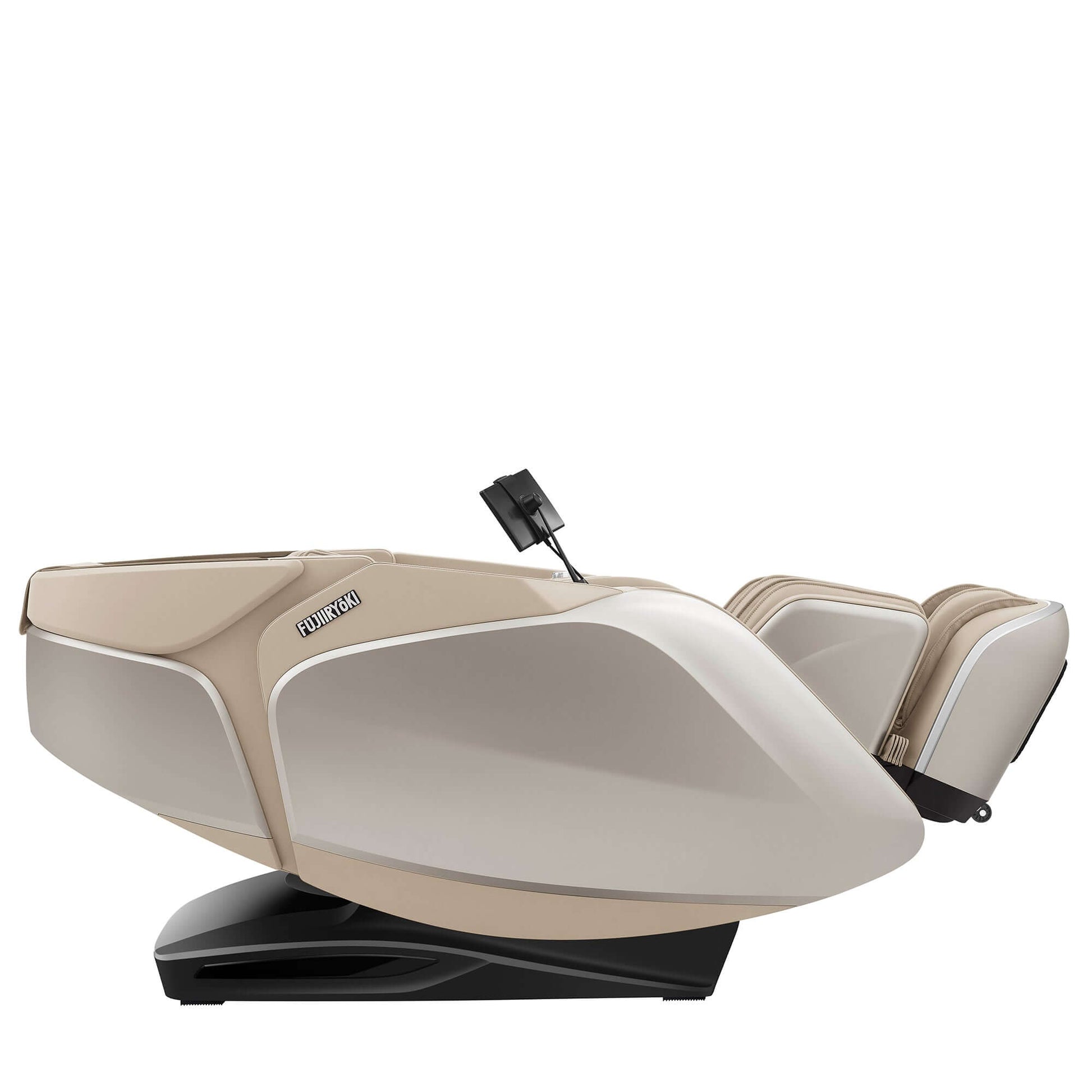 Fujiiryoki Cyber Relax Pro electric massaging chair in beige with advanced recline and massage features
