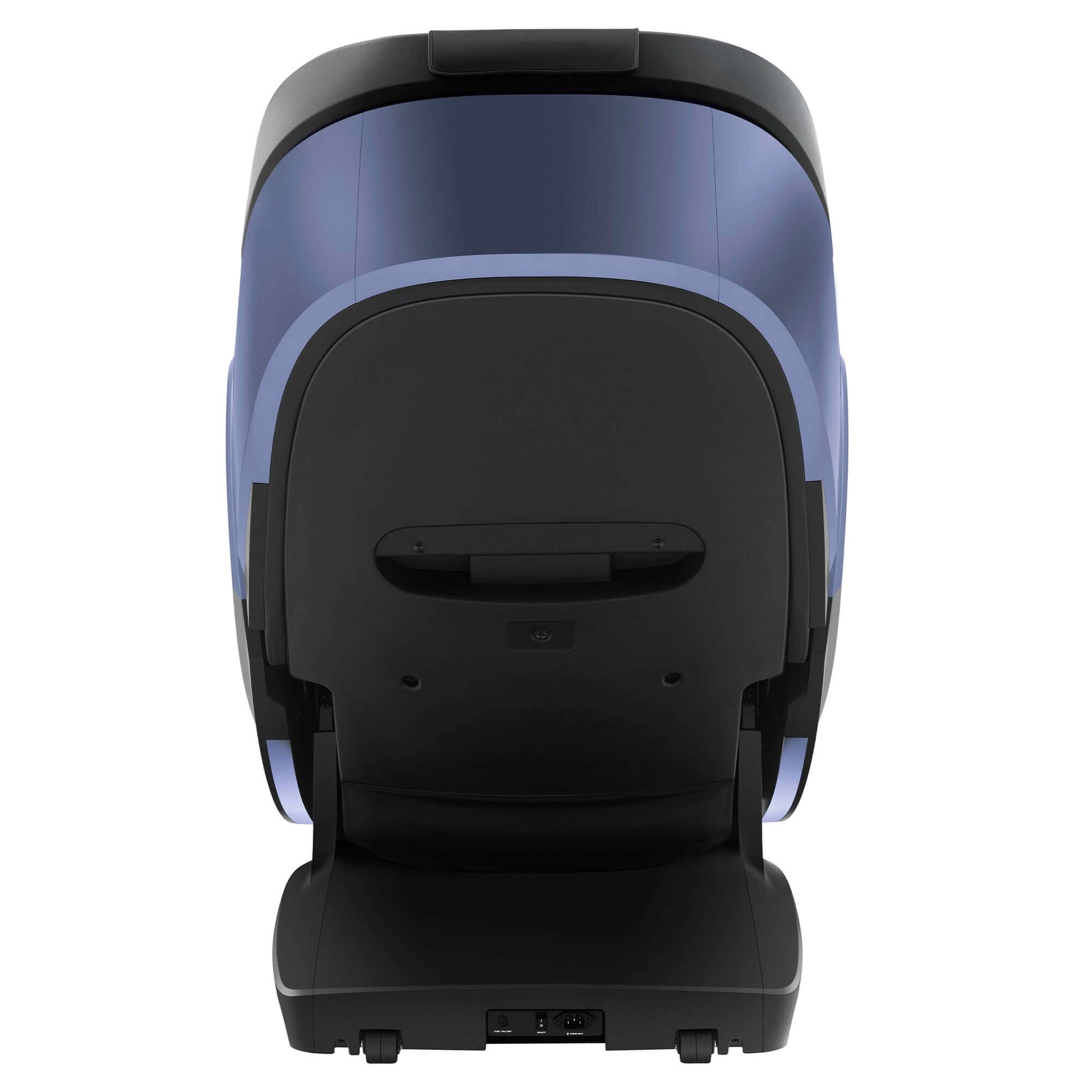 Back view of Fujiiryoki Cyber Relax Pro electric massaging chair in blue and black