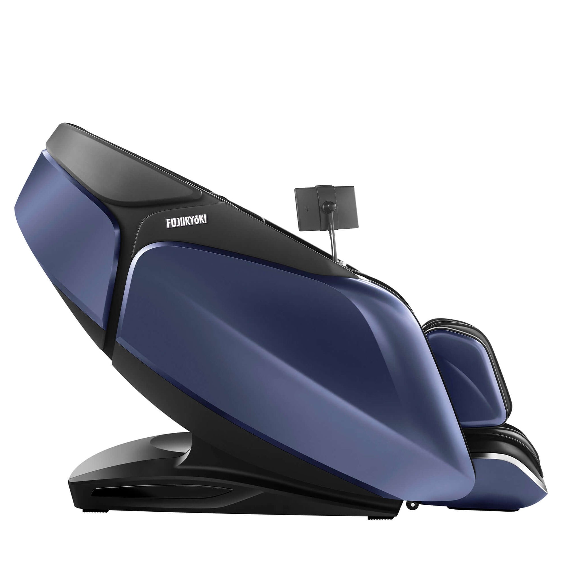 Fujiiryoki Cyber Relax Pro electric massaging chair in sleek blue and black design