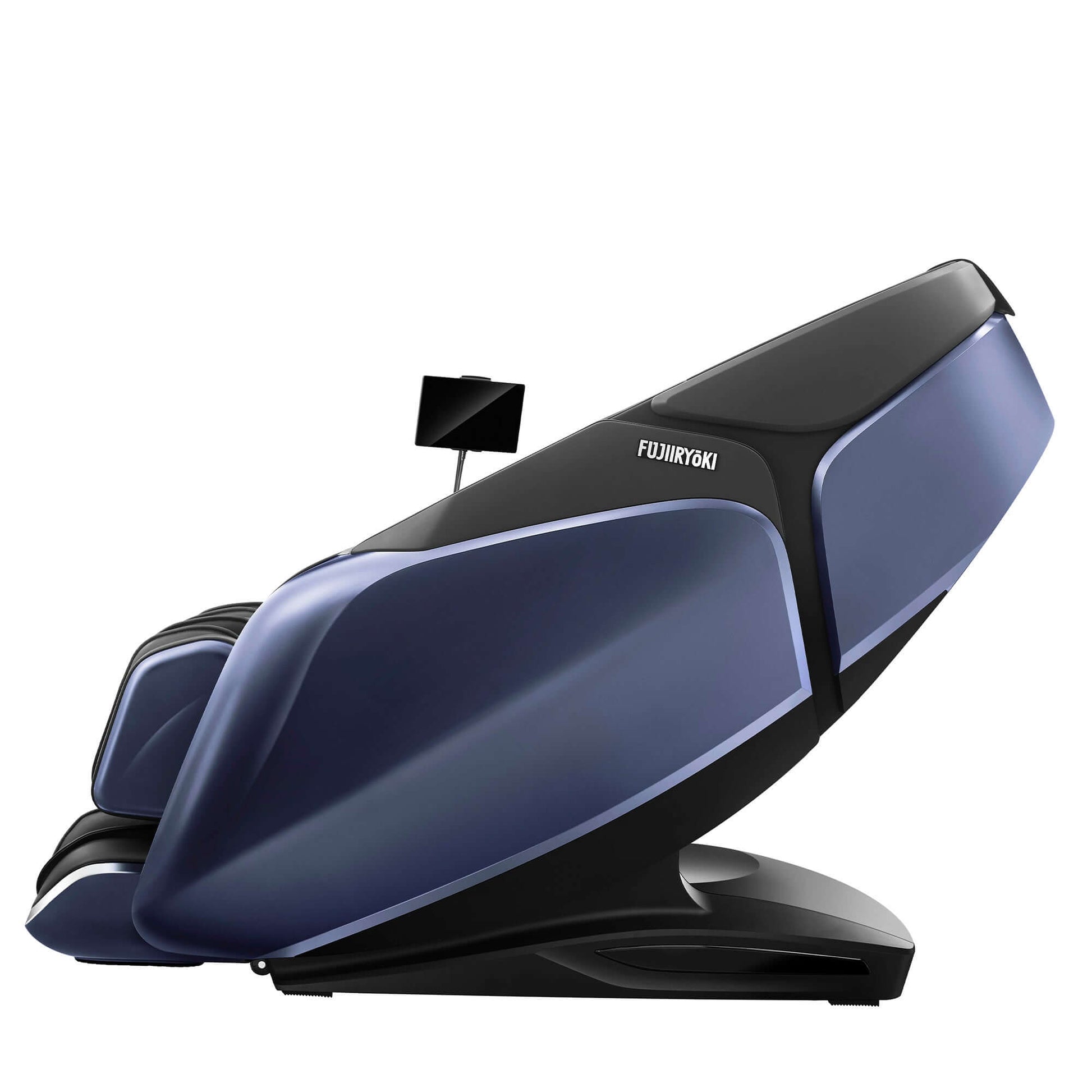 Fujiiryoki Cyber Relax Pro electric massaging chair in sleek black and blue design