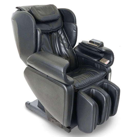 Synca Wellness black electric commercial massage chair with footrest and arm controls