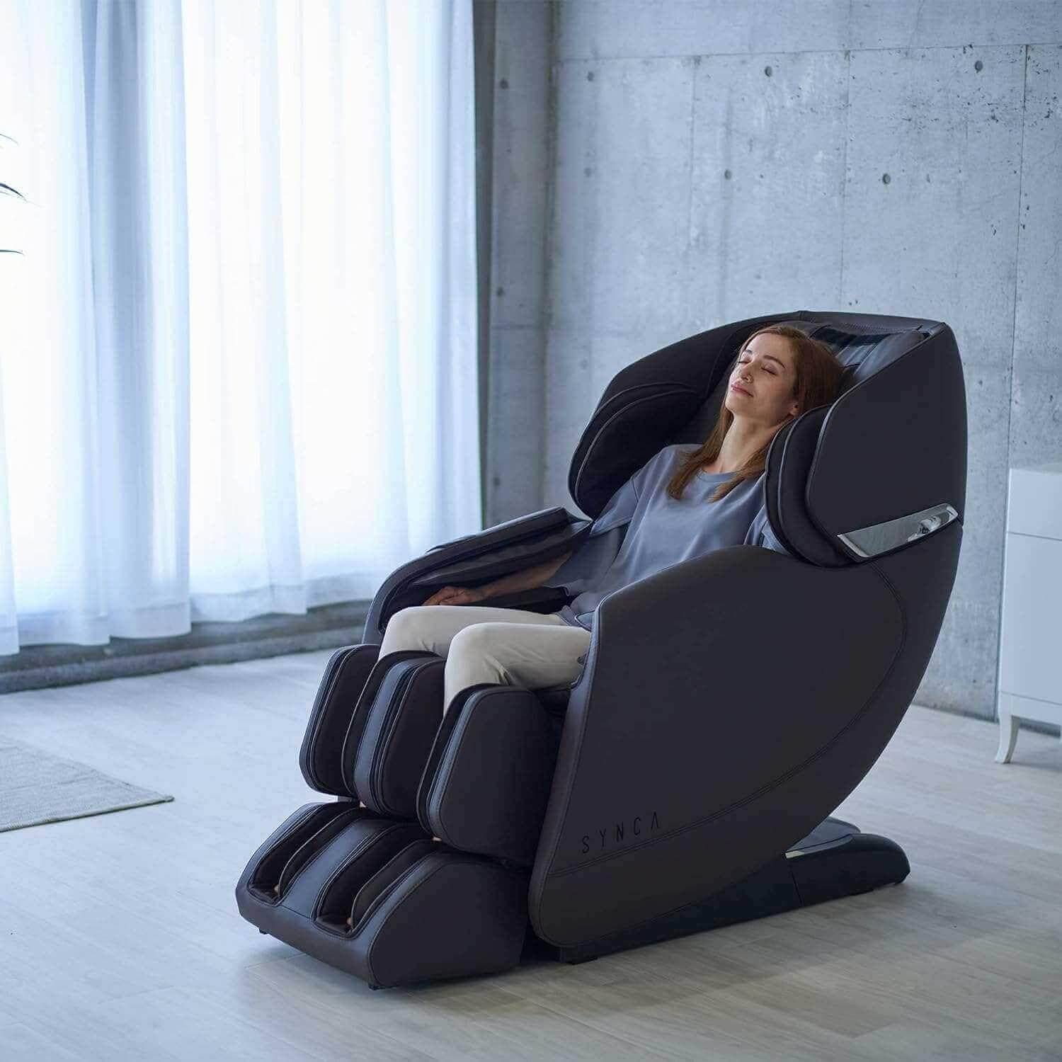Hisho massage chair in modern black design, providing a relaxing and comfortable massage experience