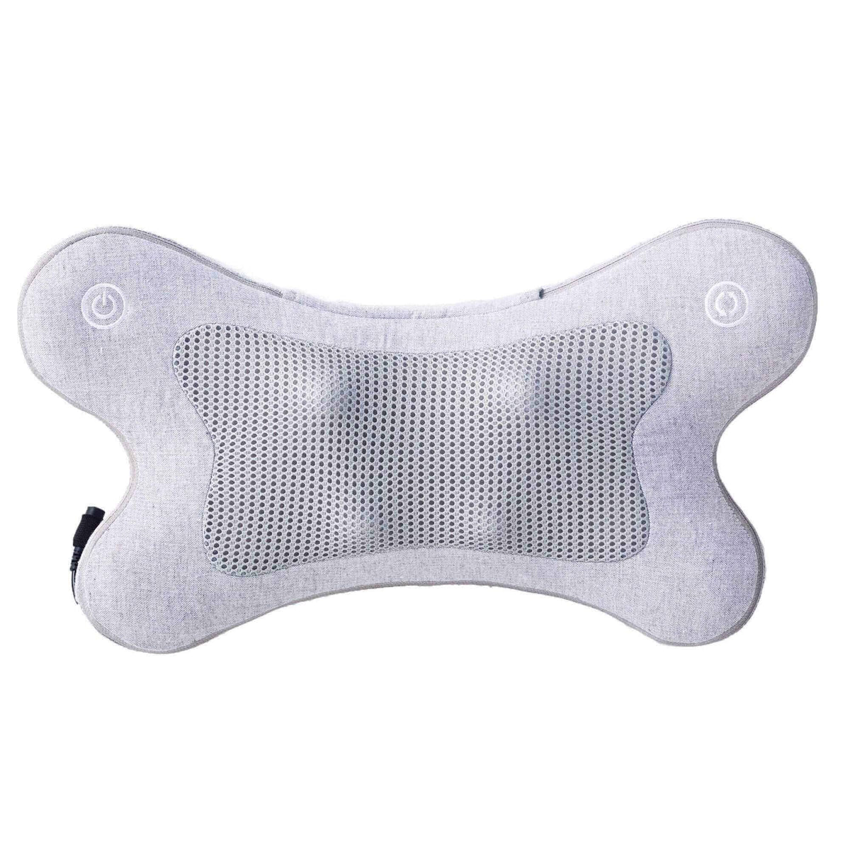 iPuffy - Premium 3D Heated Lumbar Massager in light grey fabric with a perforated central panel and side controls