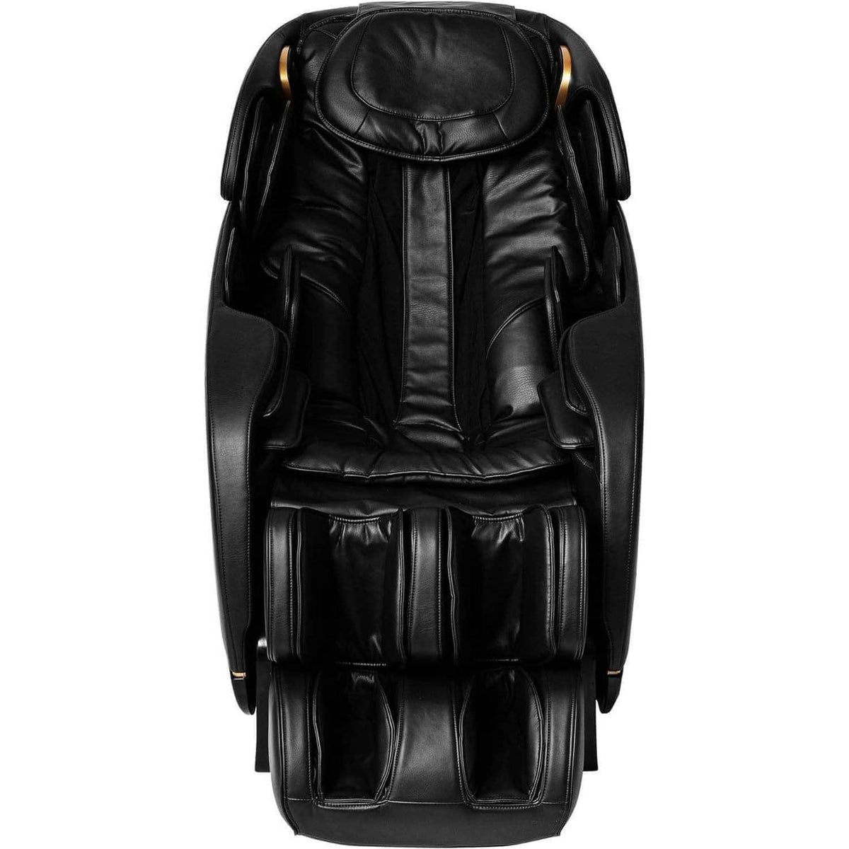 Jin 2 Massage Chair in black synthetic leather with padded armrests, contoured seat, and full-length leg and foot massagers