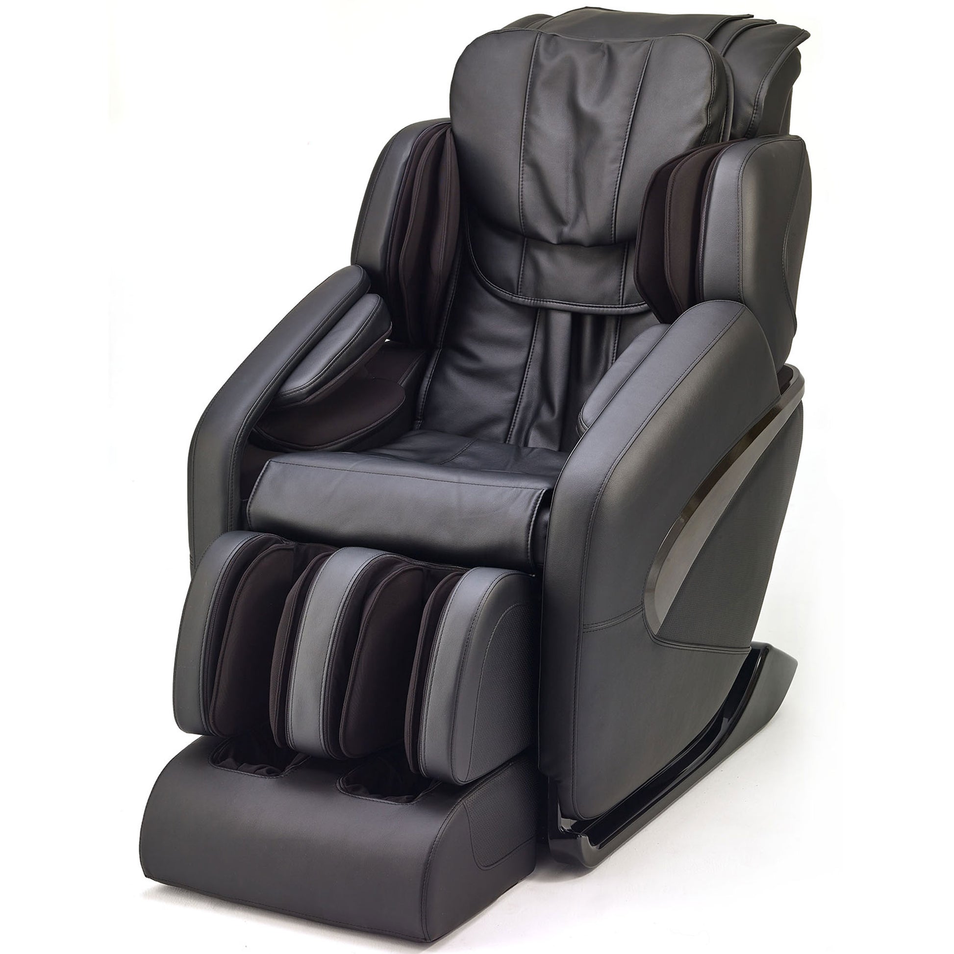 Inner Balance Jin Massage Chair in black with padded armrests and foot massagers for full body relaxation