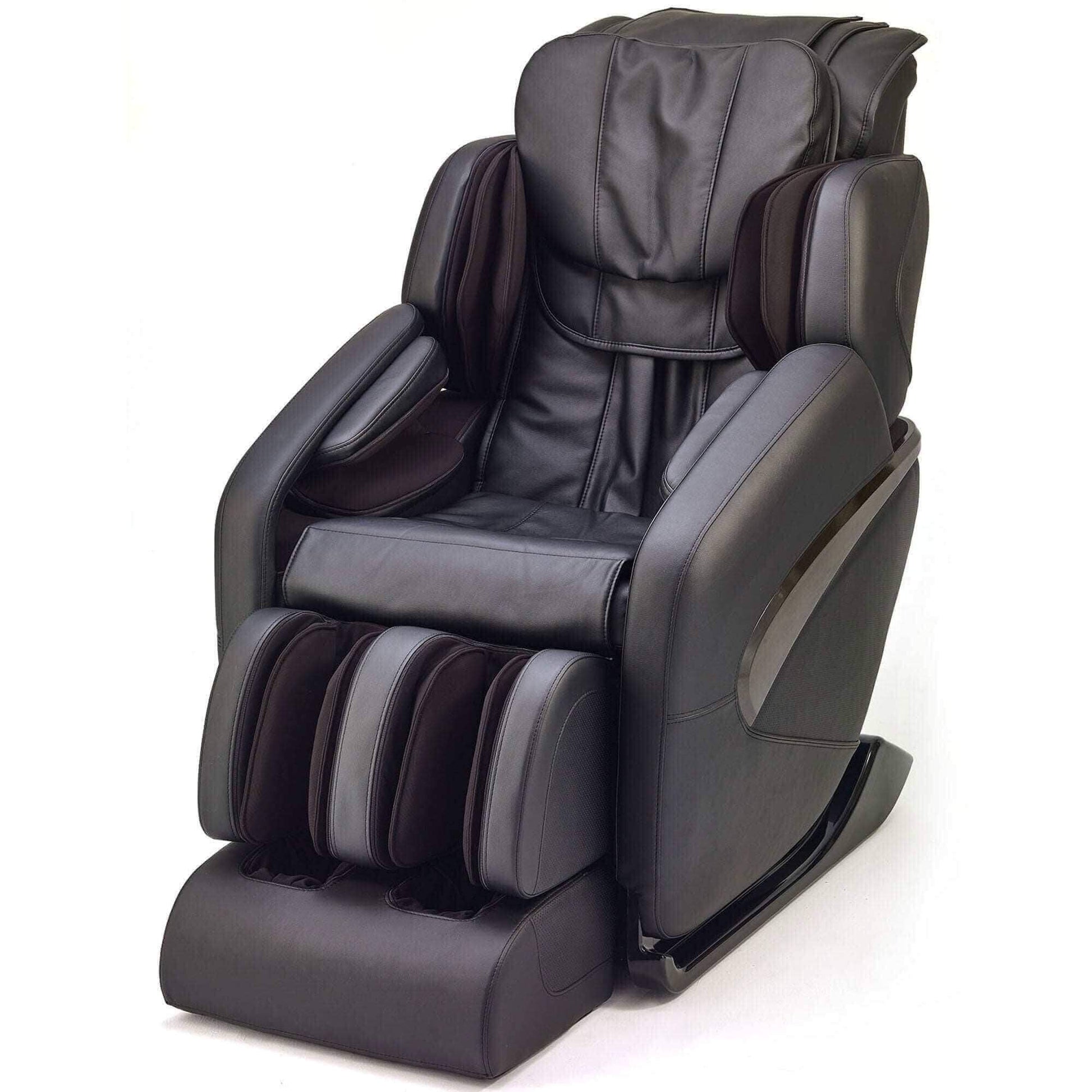 Fujiiryoki Jin massage chair in black leather with advanced massage features for ultimate relaxation