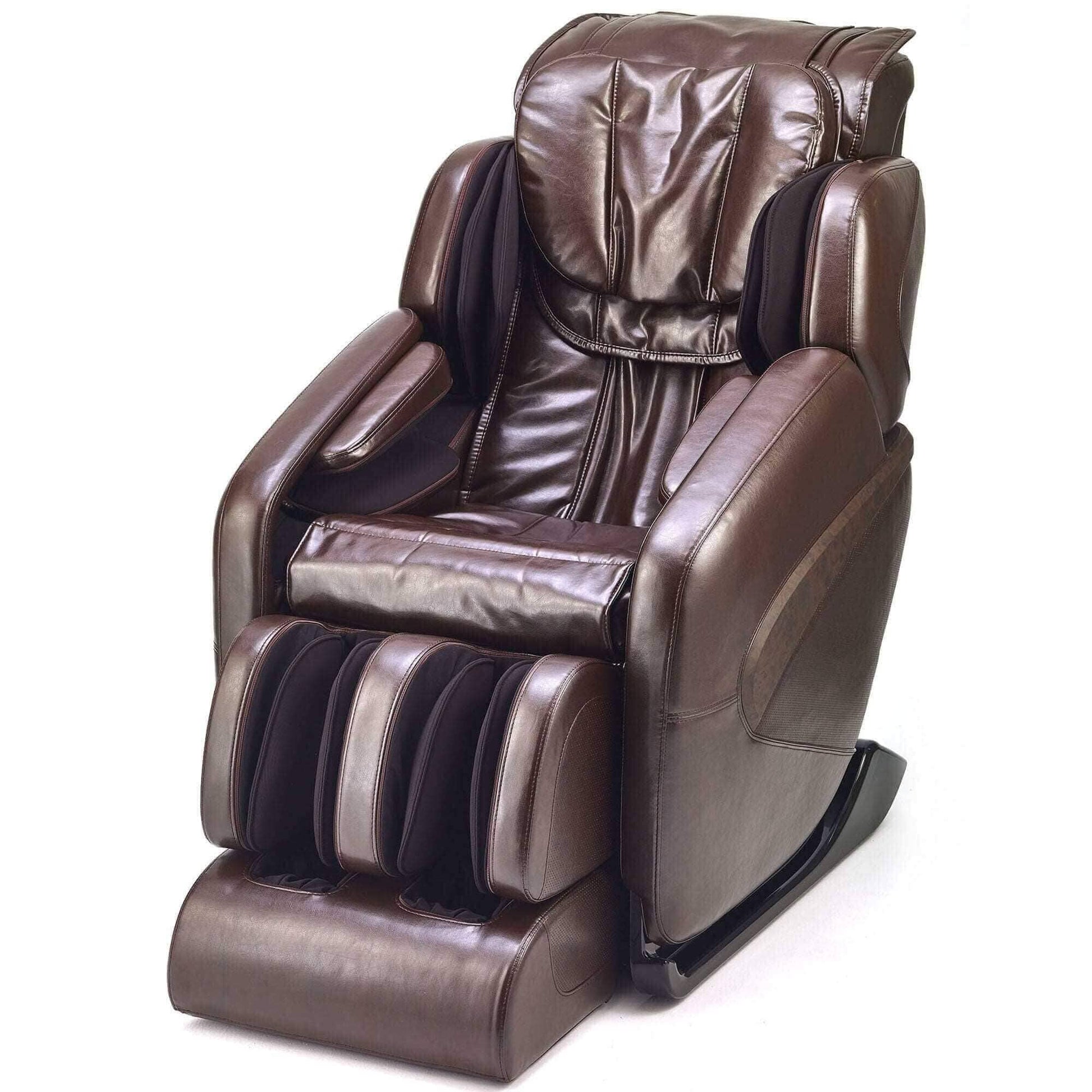 Fujiiryoki Jin massage chair in brown leather with multiple massage settings for relaxation