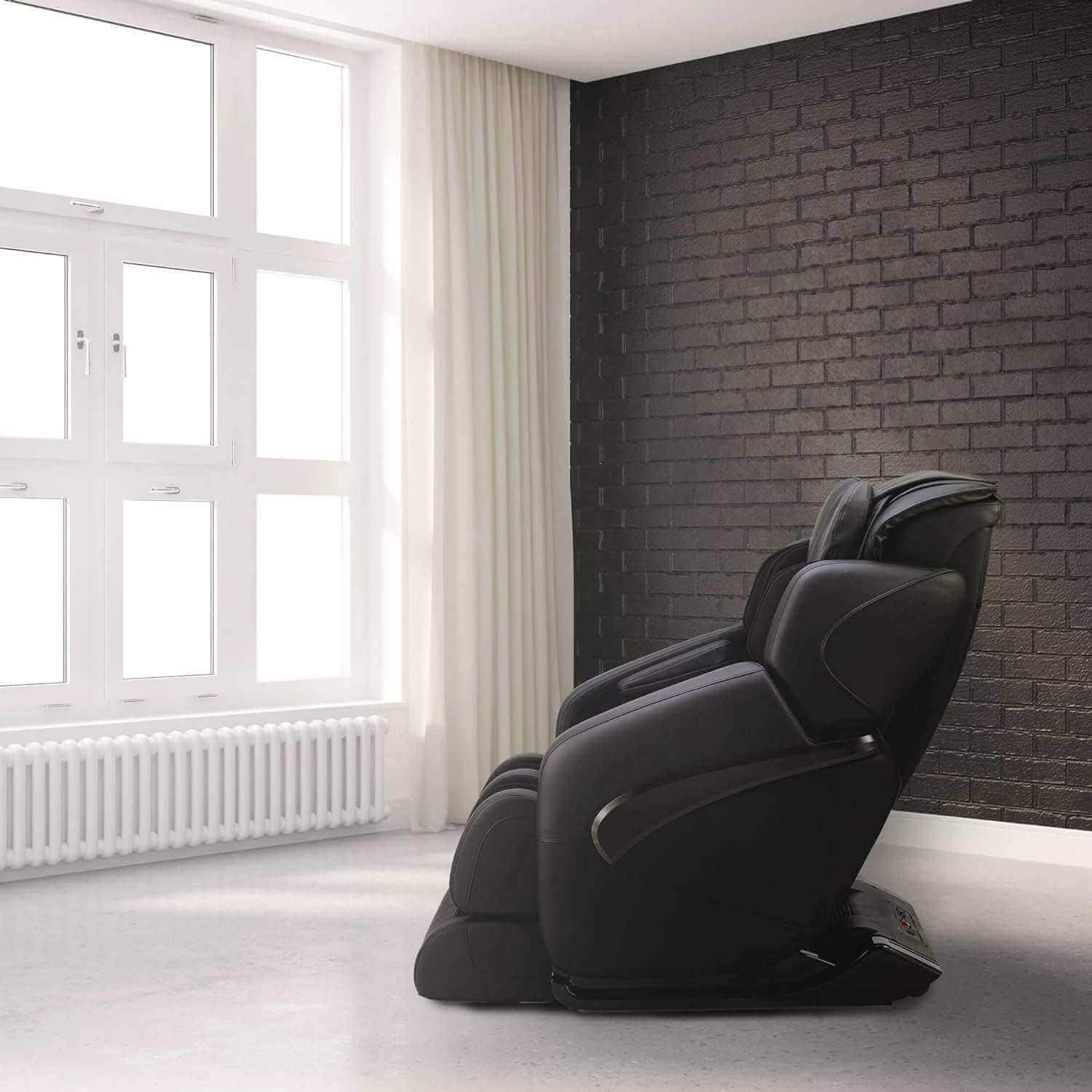 Inner Balance Jin Massage Chair electric massaging chair in black leather in modern room