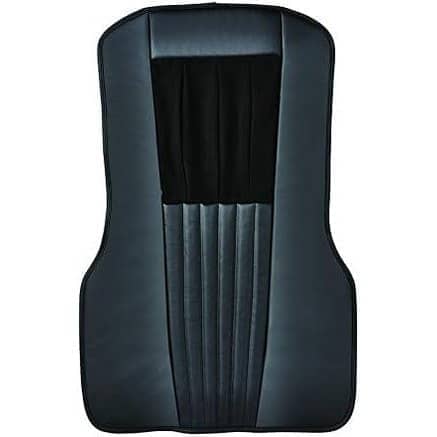 Kurodo Executive massage chair cushion in black leather with a smooth padded rim and vertical pleated center panels
