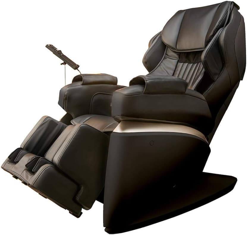 Synca Wellness Kurodo Massage Chair in black with adjustable reclining and footrest for full body relaxation