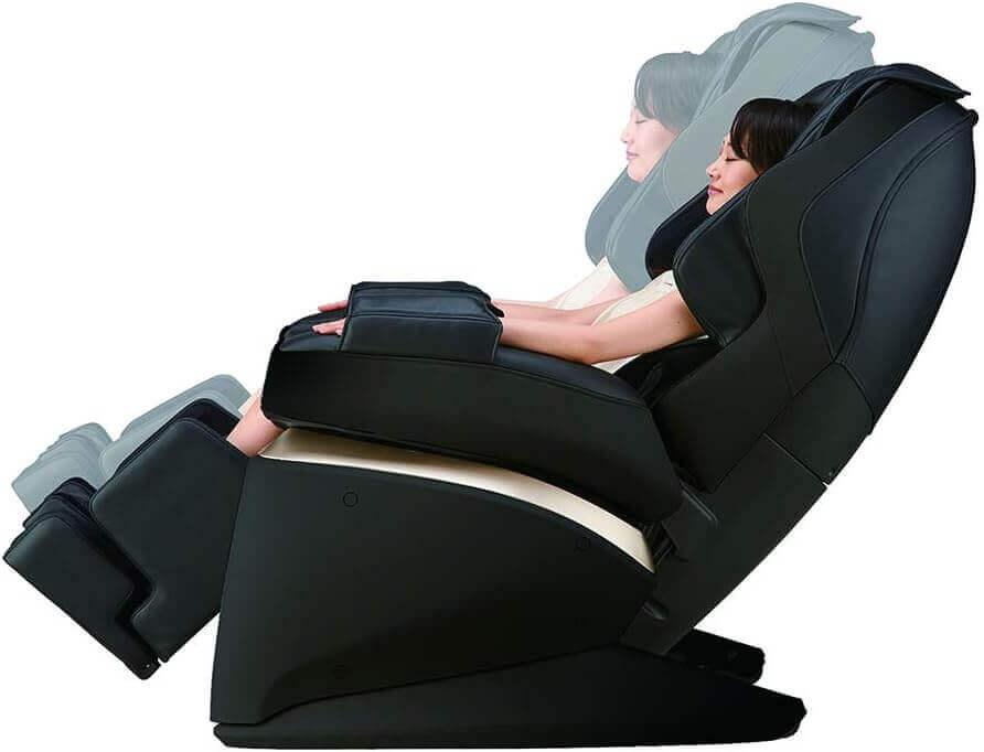 Synca Wellness Kurodo Massage Chair in black with reclining feature and arm massagers