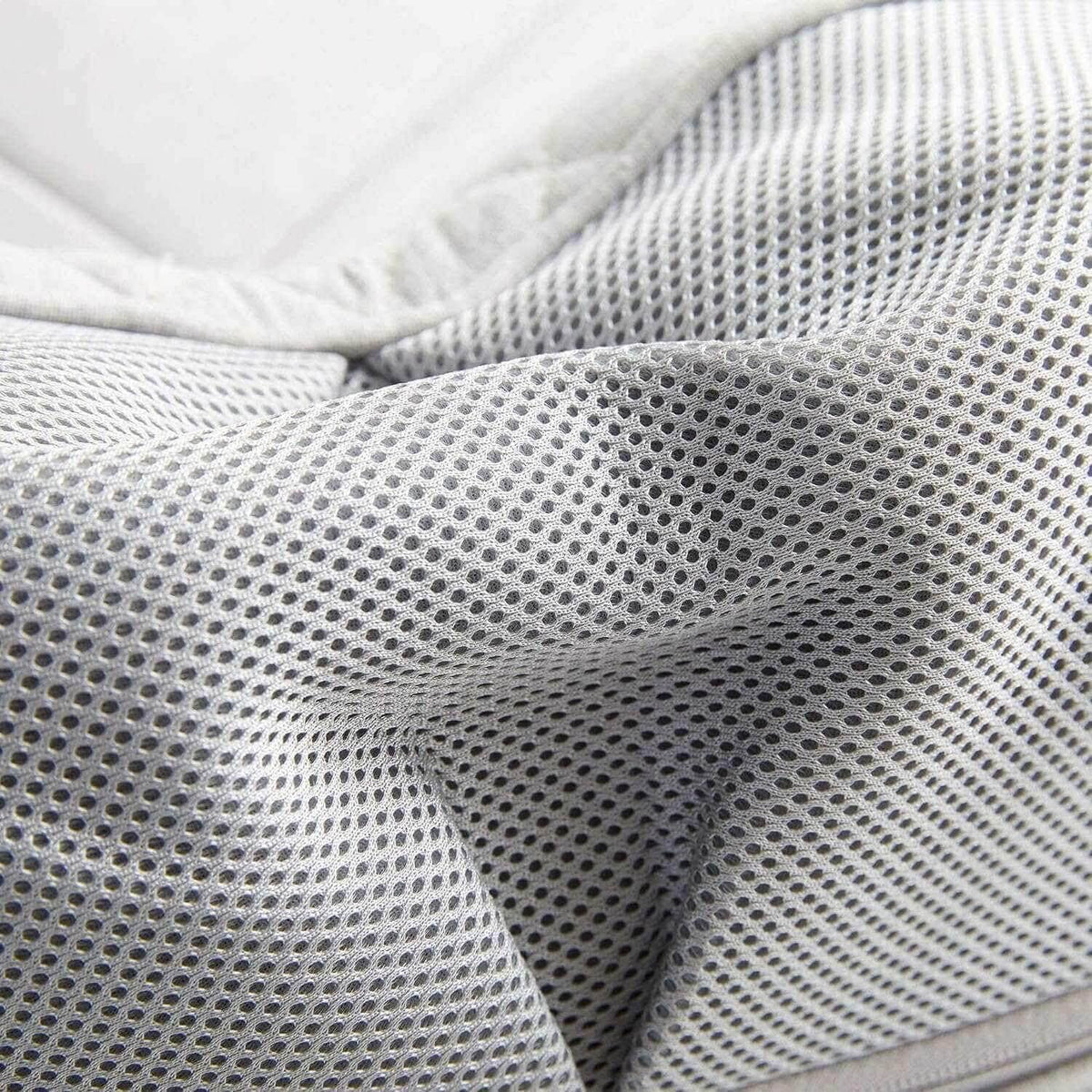 Neck and Shoulder Massager with light gray mesh fabric, breathable perforated texture, and soft padded trim