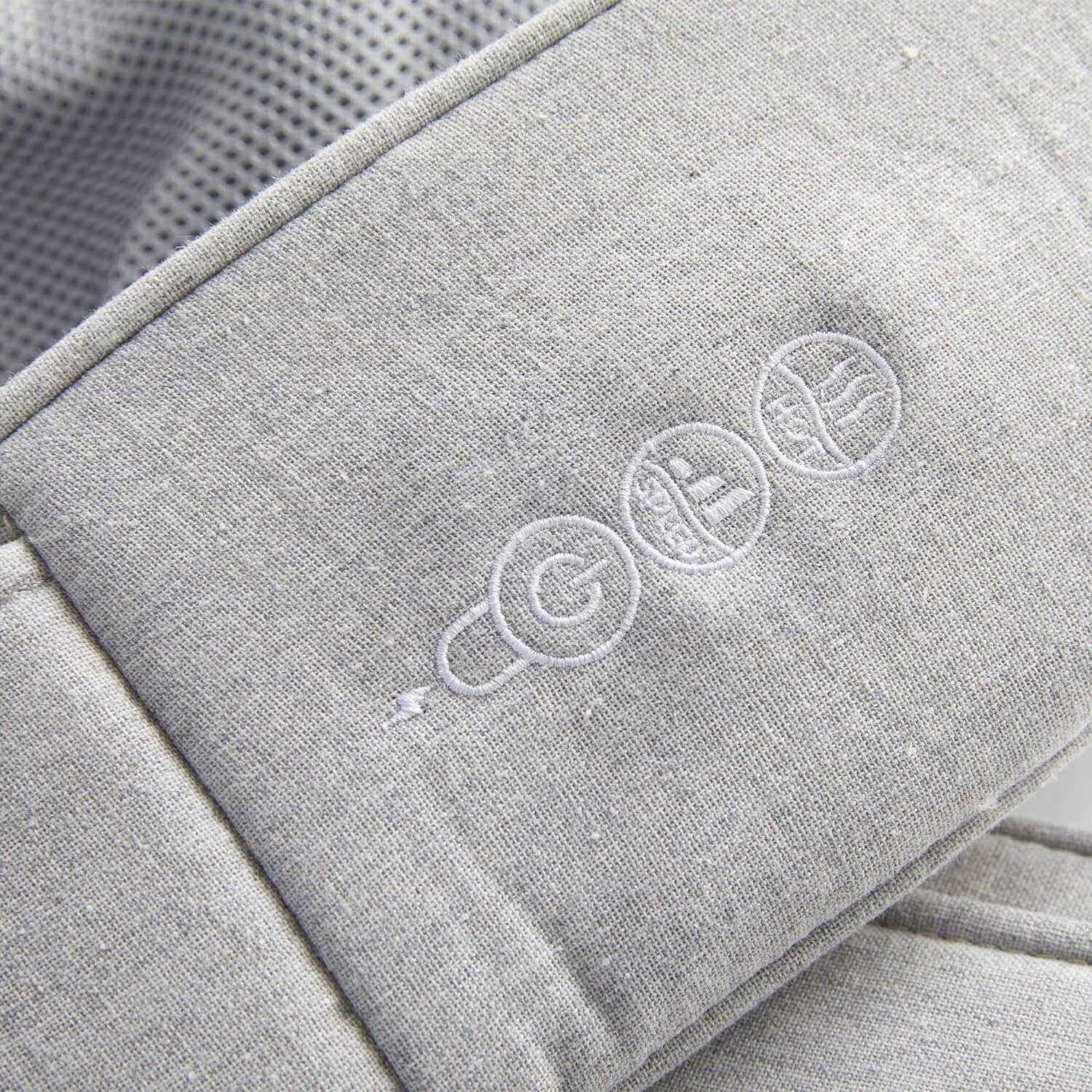 Close-up of gray fabric control panel on Quzy Neck and Shoulder Massager by Synca Wellness