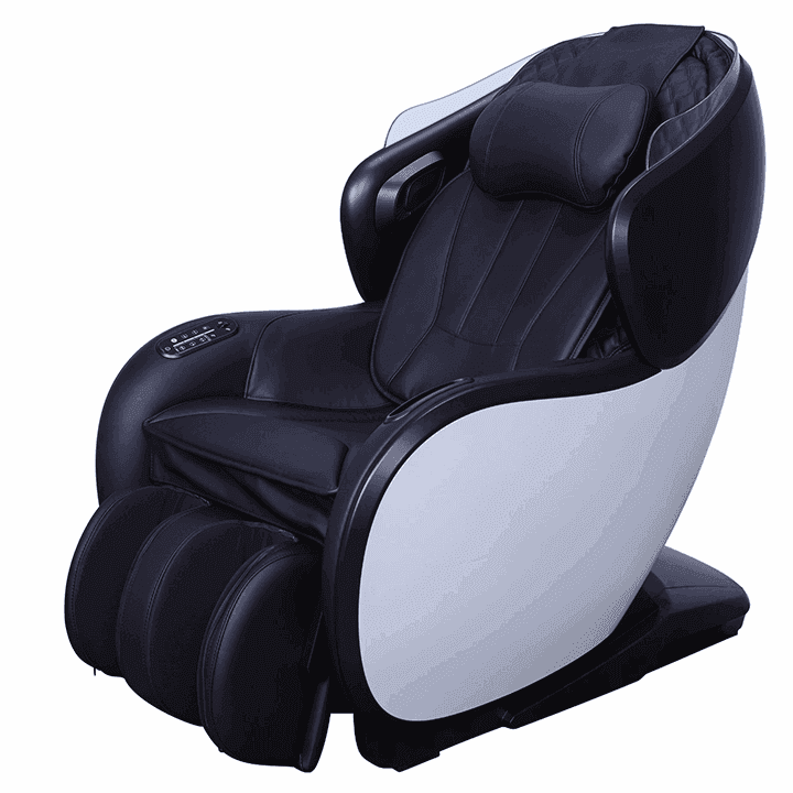 Synca Wellness CirC 3 black and white full body massage chair with foot massager and head pillow