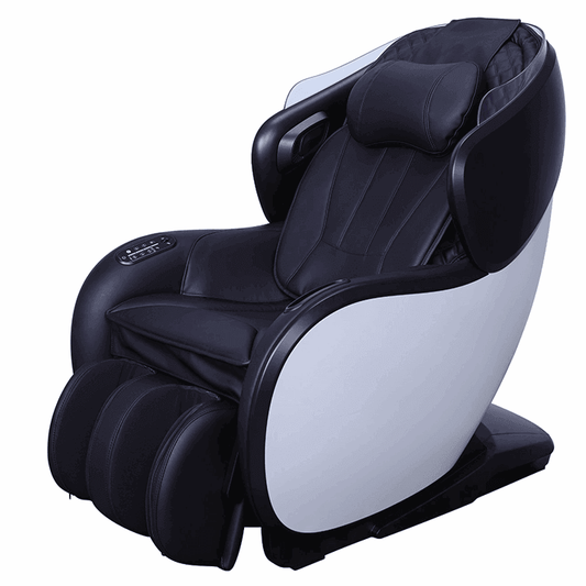 Synca Wellness CirC 3 black and white full body massage chair with foot massager and head pillow