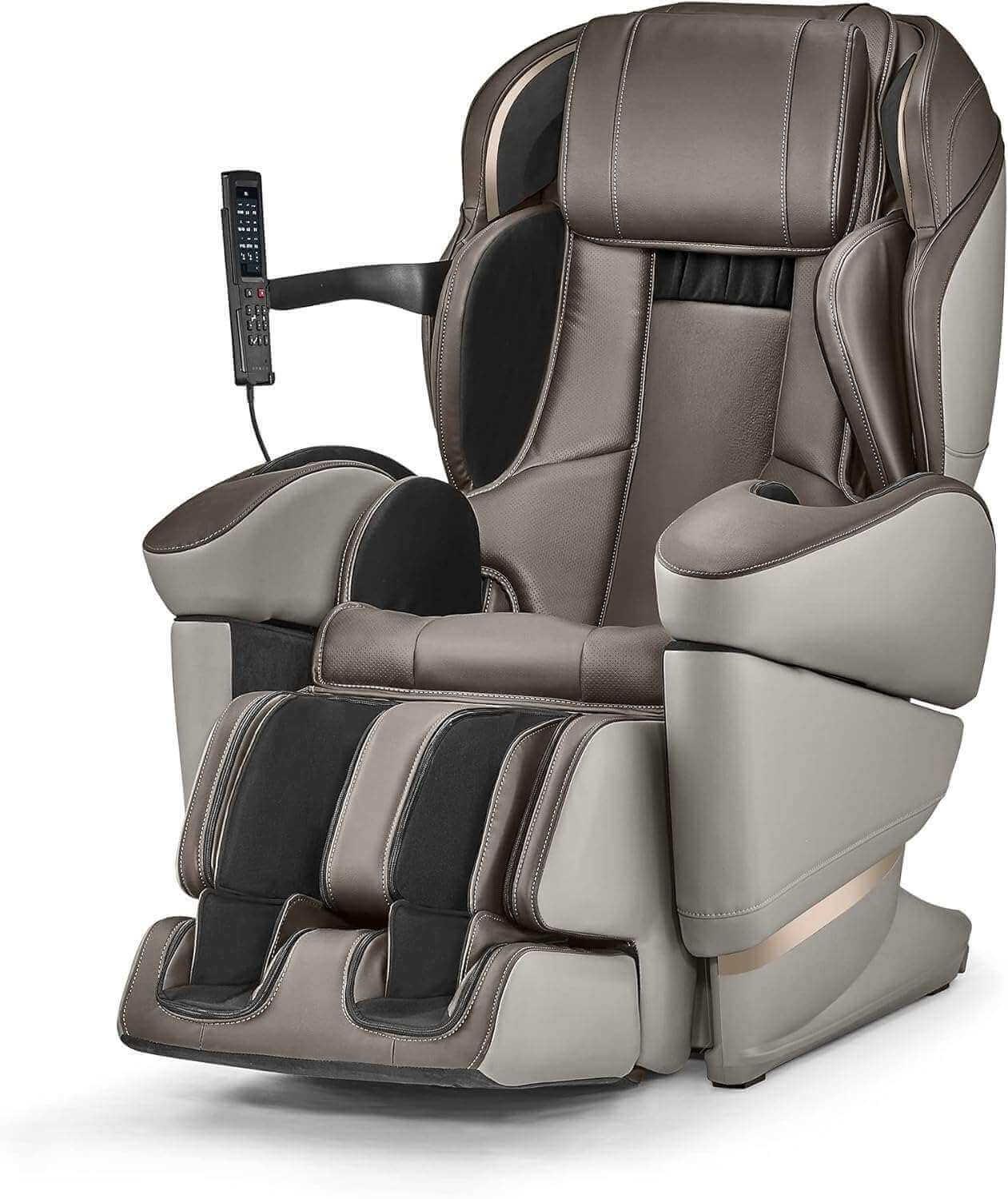 Synca Wellness JP-3000 Massage Chair in gray with remote control and cushioned support